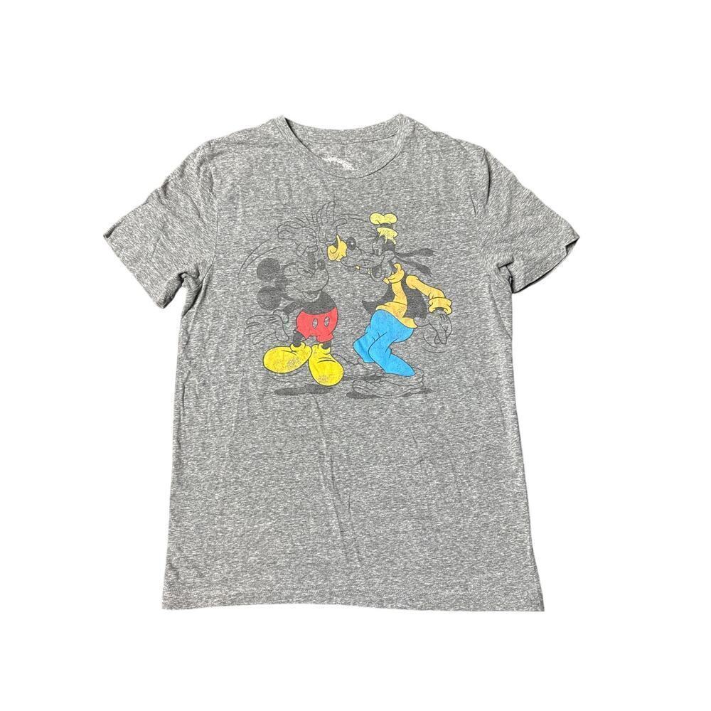 Disney Women’s Mickey & Goofy Graphic Tee Small Gray Short Sleeve